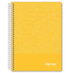 IMP0106 IMPREX CUADERNO ESPIRAL TAPA PP A5 80H 90GR 4X4 AMARILLO