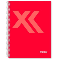 IMP0108 IMPREX CUADERNO ESPIRAL TAPA FORRADA FOLIO 80H 90GR 4X4 ROJO
