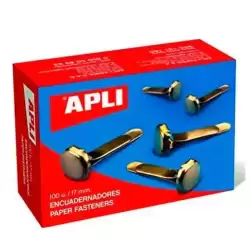 12284 APLI ENCUADERNADORES METÁLICOS SIN ARANDELA DORADOS 17MM - 100UD-