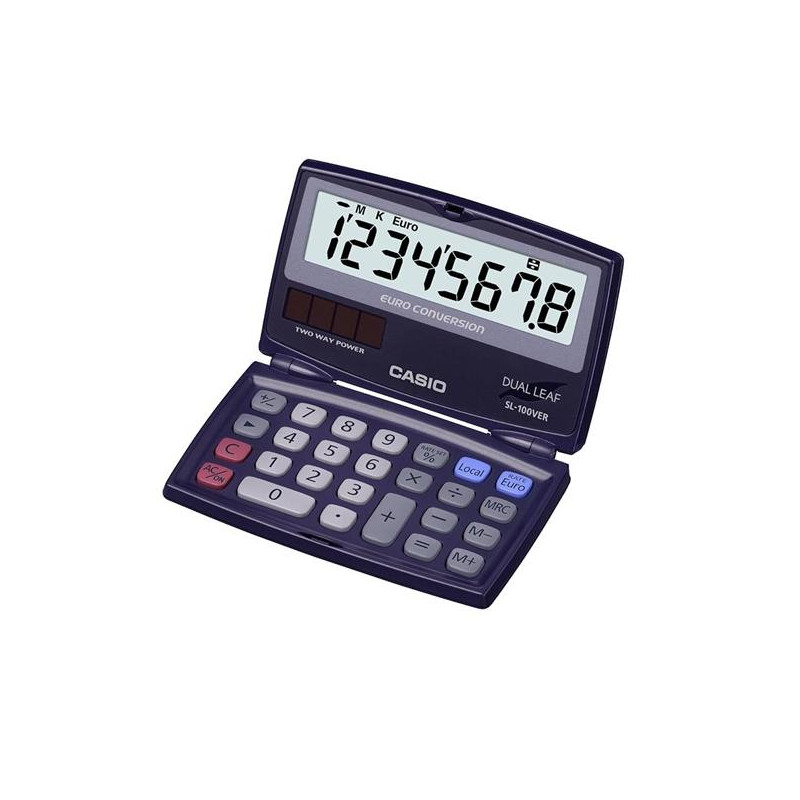 SL-100VER CASIO CALCULADORA BOLSILLO 8 DIGITOS PANTALLA GRANDE LCD AZUL MARINO
