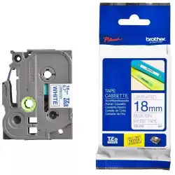 TZE243 BROTHER CINTA ROTULADORA LAMINADA TEXTO AZUL SOBRE BLANCO - 18MMX8M