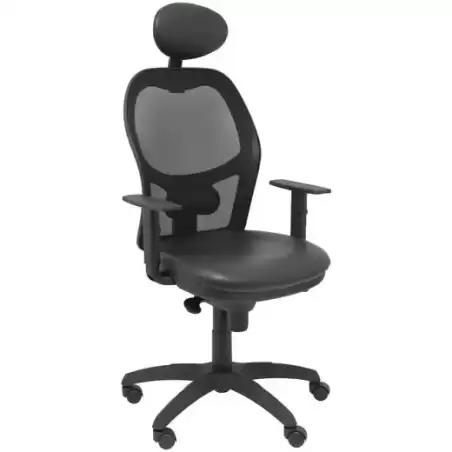 15SNSPNEC PIQUERAS Y CRESPO SILLA JORQUERA GIRATORIA SINCRO CABECERO BRAZOS REG. RESPALDO MALLA ASIENTO SIMILPIEL NEGRO