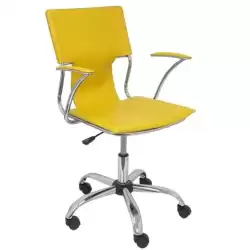214AM PIQUERAS Y CRESPO SILLA BOGARRA GIRATORIA BRAZOS/F CHASIS CROMADO TAPIZADO SIMILPIEL AMARILLO