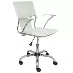 214CR PIQUERAS Y CRESPO SILLA BOGARRA GIRATORIA BRAZOS/F CHASIS CROMADO TAPIZADO SIMILPIEL CREMA