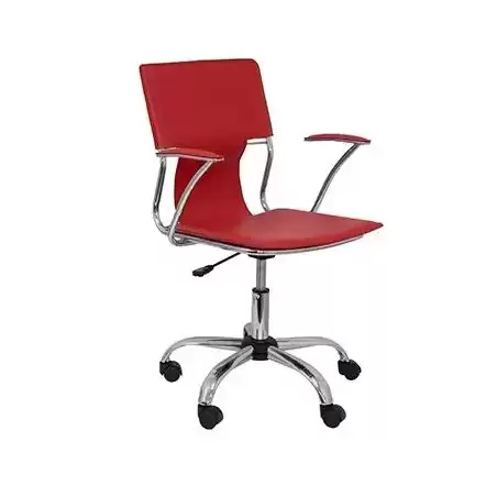 214RJ PIQUERAS Y CRESPO SILLA BOGARRA GIRATORIA BRAZOS/F CHASIS CROMADO TAPIZADO SIMILPIEL ROJO