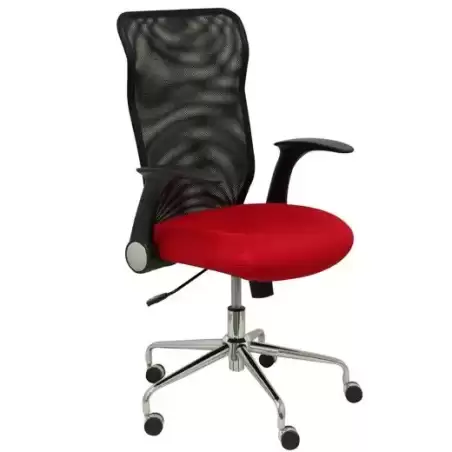 4031BALI350 PIQUERAS Y CRESPO SILLA MINAYA GIRATORIA MECANISMO BASCULANTE B/REGULABLES RESPALDO MALLA NEGRO ASIENTO 3D ROJO