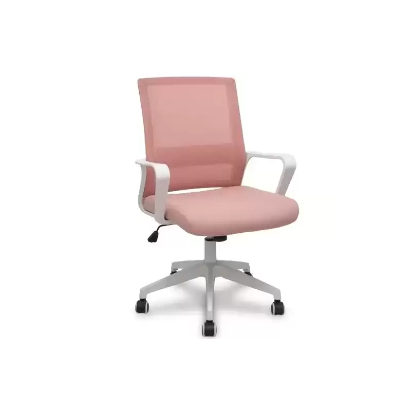 535BBDW02RN PIQUERAS Y CRESPO SILLA ERGO535 BLANCA BASCULANTE RESPALDO MALLA ROSA ASIENTO TELA ROSA RUEDAS NAILON