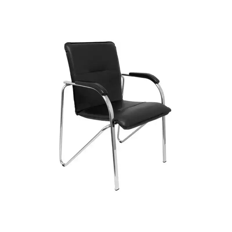 PACK2259SPNECR PIQUERAS Y CRESPO PACK DE 2 SILLAS SAMBA C/BRAZOS ESTRUCTURA CROMADA  SIMILPIEL NEGRO