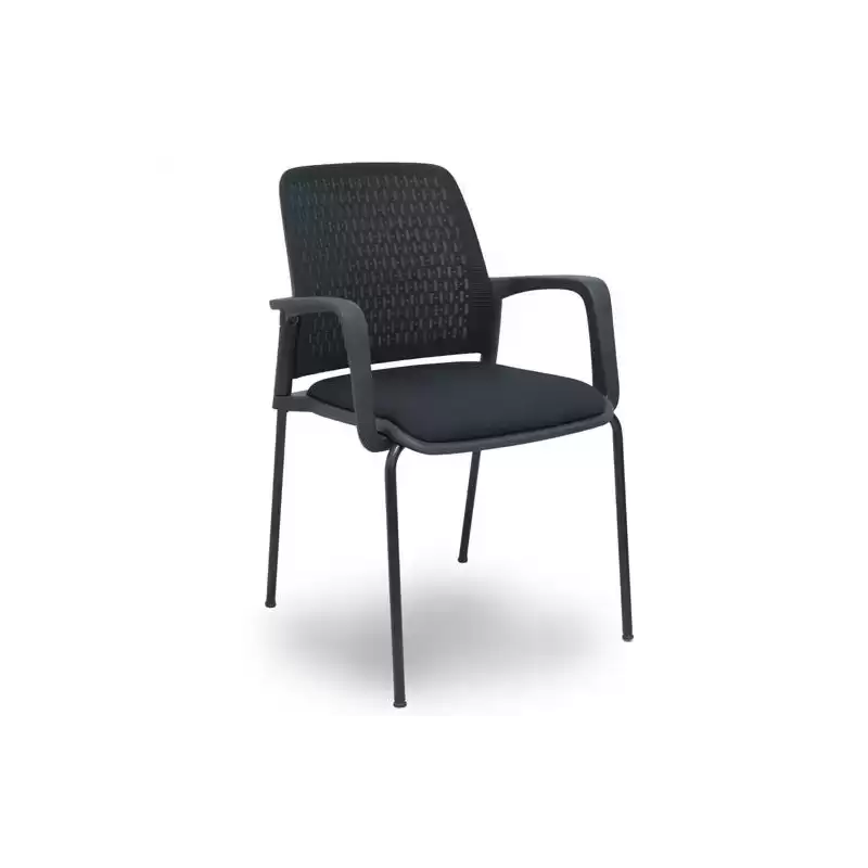 PACK4519PTNM840B840 PIQUERAS Y CRESPO SILLA OPTI519 RESPALDO MALLA NEGRA ASIENTO TELA NEGRA - PACK DE 4