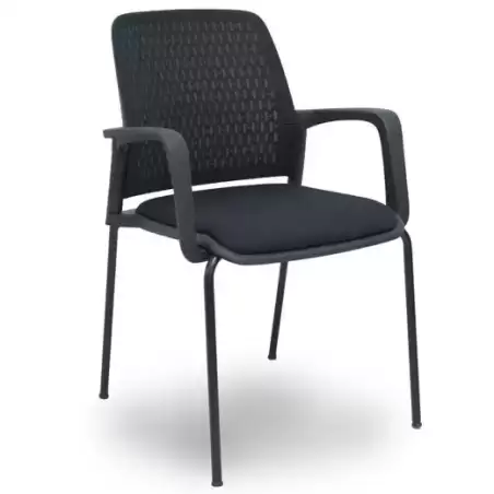 PACK4519PTNM840B840 PIQUERAS Y CRESPO SILLA OPTI519 RESPALDO MALLA NEGRA ASIENTO TELA NEGRA - PACK DE 4
