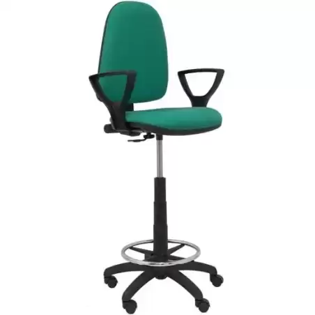 T04CPBALI456BGOLF PIQUERAS Y CRESPO TABURETE AYNA B/FIJOS REGULABLE EN ALTURA Y ARO REPOSAPIÉS TAPIZADO BALI VERDE ESMERALDA