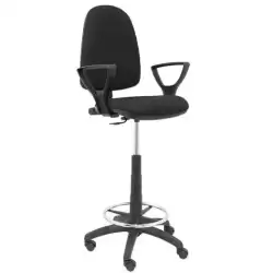 T04CPBALI840BGOLF PIQUERAS Y CRESPO TABURETE AYNA B/FIJOS REGULABLE EN ALTURA Y ARO REPOSAPIÉS TAPIZADO BALI NEGRO