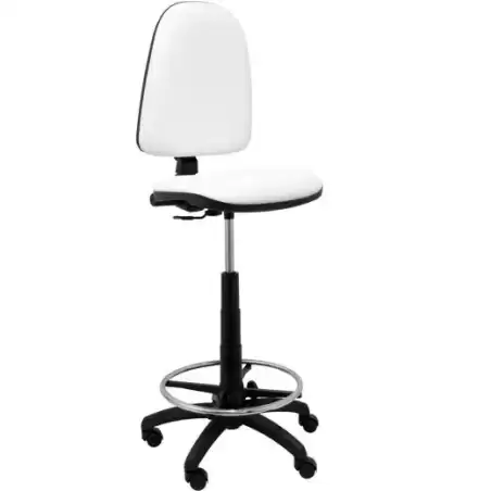 T04CPSPBL PIQUERAS Y CRESPO TABURETE AYNA S/BRAZOS REGULABLE EN ALTURA Y ARO REPOSAPIÉS TAPIZADOS EN TEJIDO SÍMILPIEL BLANCO