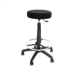 T10ARAN840 PIQUERAS Y CRESPO TABURETE TOLOSA GIRATORIO REGULABLE CON ARO REPOSAPIÉS TAPIZADO ARAN NEGRO