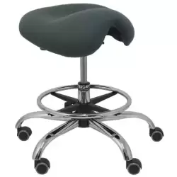 T16BALI600 PIQUERAS Y CRESPO TABURETE ALATOZ GIRATORIO ANATÓMICO BASE CROMADA TEJIDO BALI GRIS OSCURO