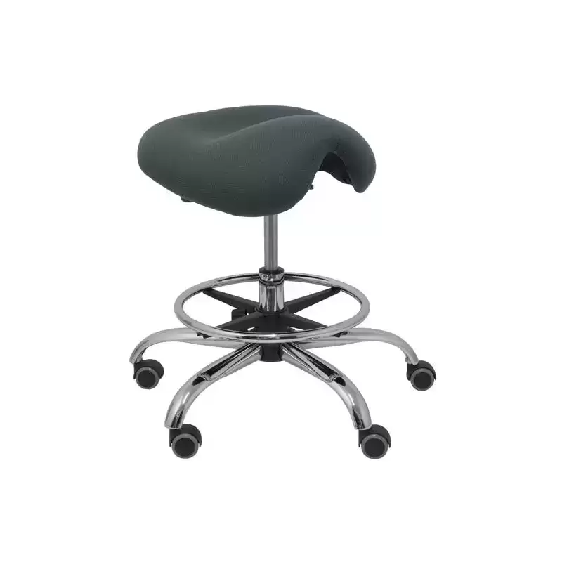 T16BALI600 PIQUERAS Y CRESPO TABURETE ALATOZ GIRATORIO ANATÓMICO BASE CROMADA TEJIDO BALI GRIS OSCURO