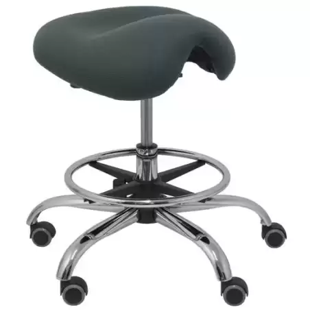 T16BALI600 PIQUERAS Y CRESPO TABURETE ALATOZ GIRATORIO ANATÓMICO BASE CROMADA TEJIDO BALI GRIS OSCURO