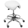 T16SPBL PIQUERAS Y CRESPO TABURETE ALATOZ GIRATORIO ANATÓMICO BASE CROMADA TAPIZADO SIMILPIEL BLANCO