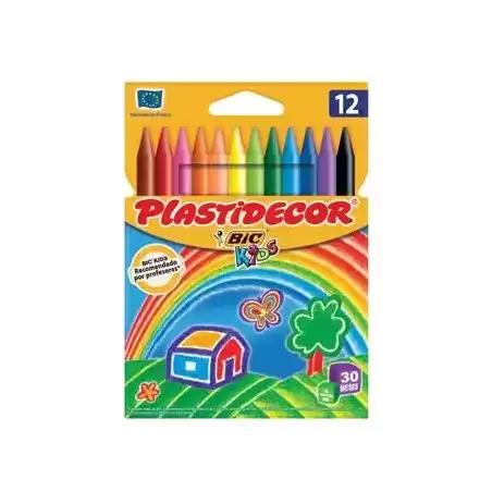8757702 PLASTIDECOR CERAS KIDS COLORES SURTIDOS ESTUCHE 12 UD