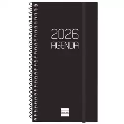 742736026 FINOCAM AGENDA ESPIRAL OPAQUE E9-94X171MM SVH TAPA PP NEGRO 2026