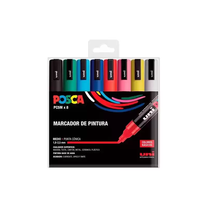 182634679 POSCA ESTUCHE BASIC MARCADOR  PC-5M/8C SURTIDO -8U-