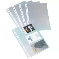 03802000 GRAFOPLÁS FUNDAS PORTATARJETAS 1/4 LOMO REFORZADO 11 TALADROS PP TRANSPARENTE BOLSA 10 UD