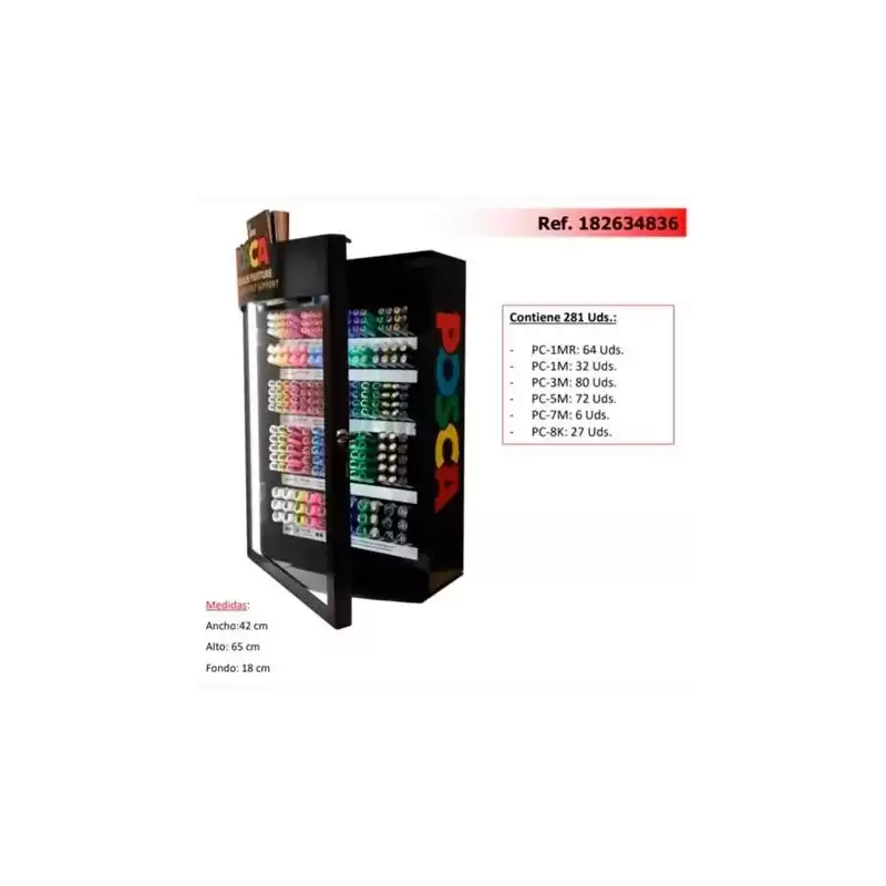 182634836 POSCA EXPOSITOR MARCADOR  PC-1MR/1M/3M/5M/7M/8K -281 PIEZAS-