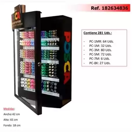 182634836 POSCA EXPOSITOR MARCADOR  PC-1MR/1M/3M/5M/7M/8K -281 PIEZAS-