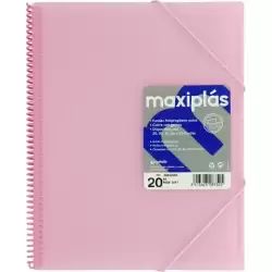 39832093 GRAFOPLÁS CARPETA CON FUNDAS MAXIPLÁS ESPIRAL A4 20 FUNDAS C/SOBRE PP RÍGIDO TRANSLÚCIDO ROSA SOFT