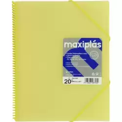39832094 GRAFOPLÁS CARPETA CON FUNDAS MAXIPLÁS ESPIRAL A4 20 FUNDAS C/SOBRE PP RÍGIDO TRANSLÚCIDO AMARILLO SOFT