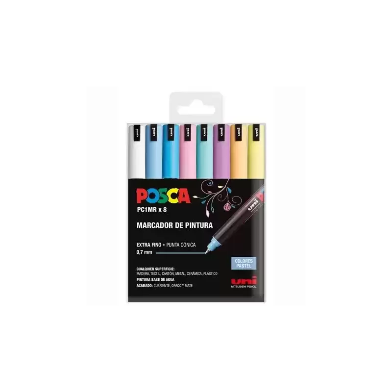 182634847 POSCA ESTUCHE BASIC MARCADOR  PC-1MR/8C COLORES SURTIDO PASTEL -8U-