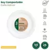 30502 MAXI PRODUCTS PLATO LLANO COMPOSTABLE Ø26CM CAÑA DE AZÚCAR BLANCO PACK 50 UD