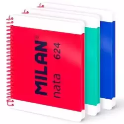 57051E80X3 MILAN CUADERNO ESPIRAL A5 80H 95GR LISO TAPA DURA COLECCIÓN NATA® 624 SINCE 1918 SURTIDO PACK 3 UD