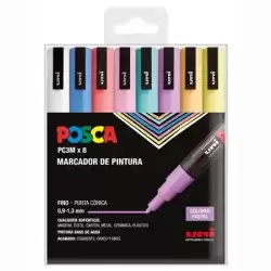 302422319 POSCA MARCADOR  PC-3M/8C NO PERMANENTE PUNTA FINA 0.9MM-1.3MM COLORES SURTIDOS PASTEL -8U-
