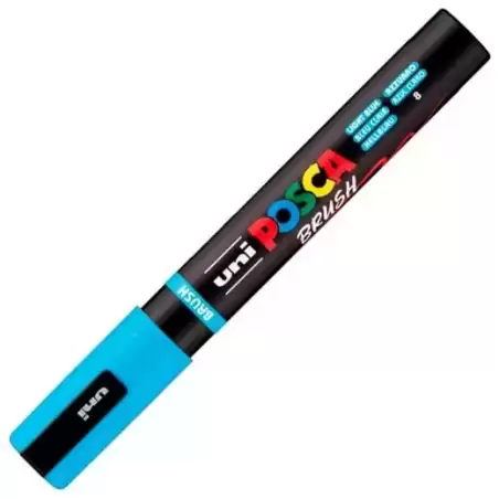 311787000 POSCA MARCADOR PC-5BR BRUSH PUNTA M SEMIFLEXIBLE AZUL CLARO