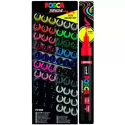 345157000 POSCA MARCADOR PC-5BR BRUSH PUNTA M SEMIFLEXIBLE COLORES SURTIDOS EXPOSITOR 60 UD