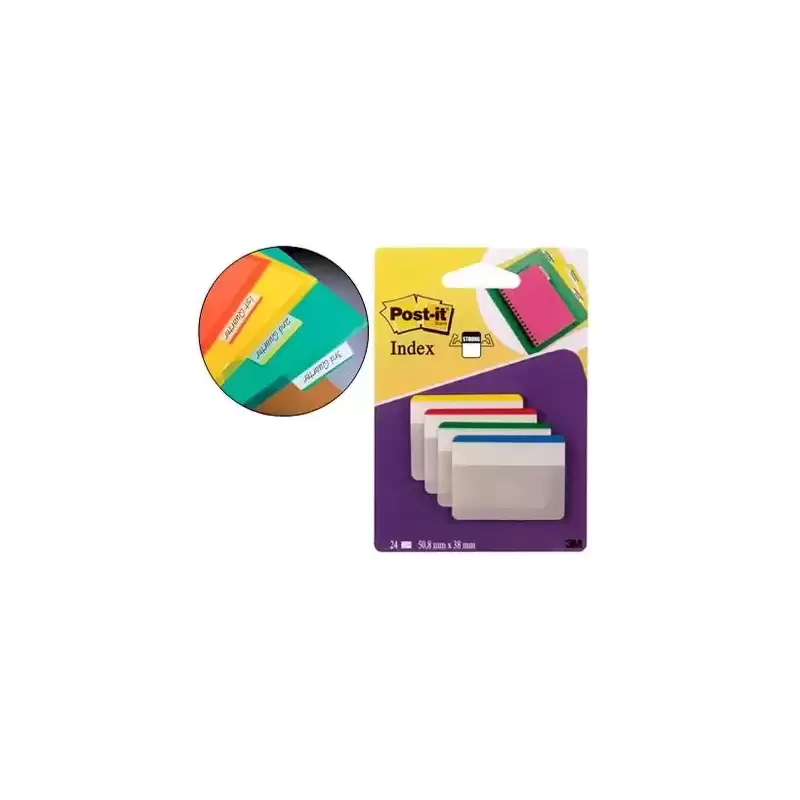 7000029877/686F-1 POST-IT INDEX RIGIDO ARCHIVAR GRANDES  4 COLORES X 24 MARCADORES