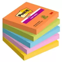 7100258933 POST-IT BLOCS NOTAS SUPER STICKY 90 HOJAS 4 COLORES NEÓN LUGARES BOOST 76X76 5 BLOCS