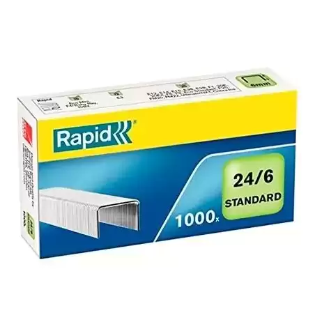 24855600 RAPID GRAPAS ESTÁNDAR 24/6 GALVANIZADAS -CAJA DE 1000