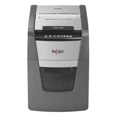 2020100MEU REXEL DESTRUCTORA AUTOMÁTICA OPTIMUM AUTOFEED 100M CORTE PARTÍCULAS P-5 (2X15 MM) ANTIATASCO NEGRO