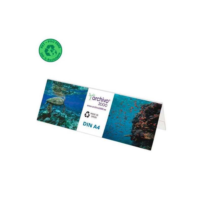 80404V CS TP ARCHIVO 2000 PORTANOMBRES DE SOBREMESA FLEXIBLE DIN A4 PET 100% RECICLABLE CRISTAL TRANSPARENTE