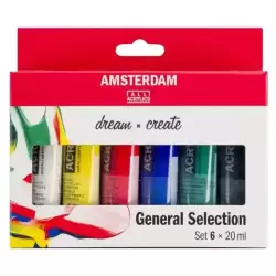 17820406 TALENS AMSTERDAM STANDARD SERIES SET ACRÍLICOS SELECCIÓN GENERAL TUBO 20ML ESTUCHE 6 UD