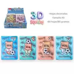 EBW-5616 ROYMART LIBRETAS 3D FUTBOL AND BEAR 80H DECORADAS A5 80GR 4 DISEÑOS EXPOSITOR 12 UD