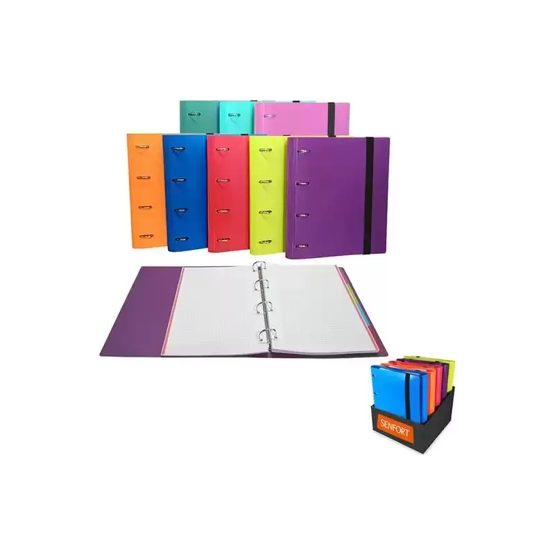 180510E SENFORT CARPETA ANILLAS 4X30MM RINGBOOK C/RECAMBIO 120H A4 C/GOMA 4 SEPARADORES C/SURTIDOS