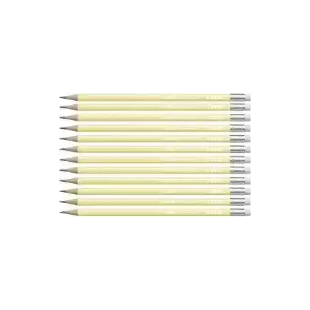 4908/01-HB STABILO SWANO LAPIZ GRAFITO CON GOMA PASTEL AMARILLO -12U-