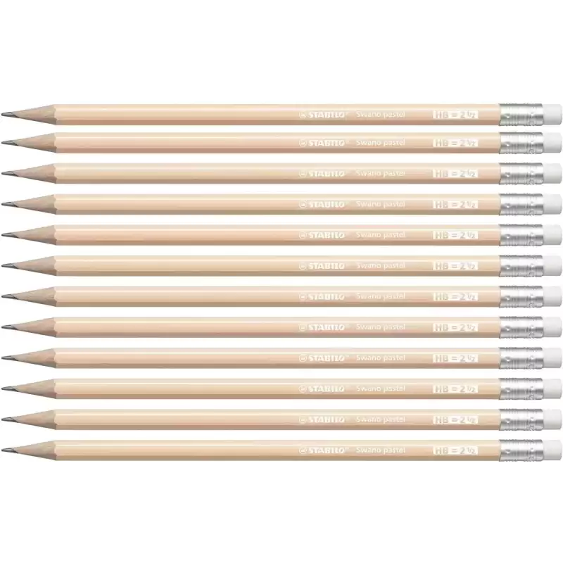 4908/04-HB STABILO SWANO LAPIZ GRAFITO CON GOMA PASTEL MELOCOTÓN -12U-