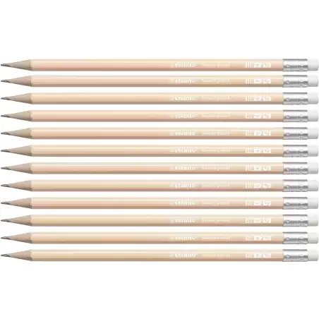 4908/04-HB STABILO SWANO LAPIZ GRAFITO CON GOMA PASTEL MELOCOTÓN -12U-