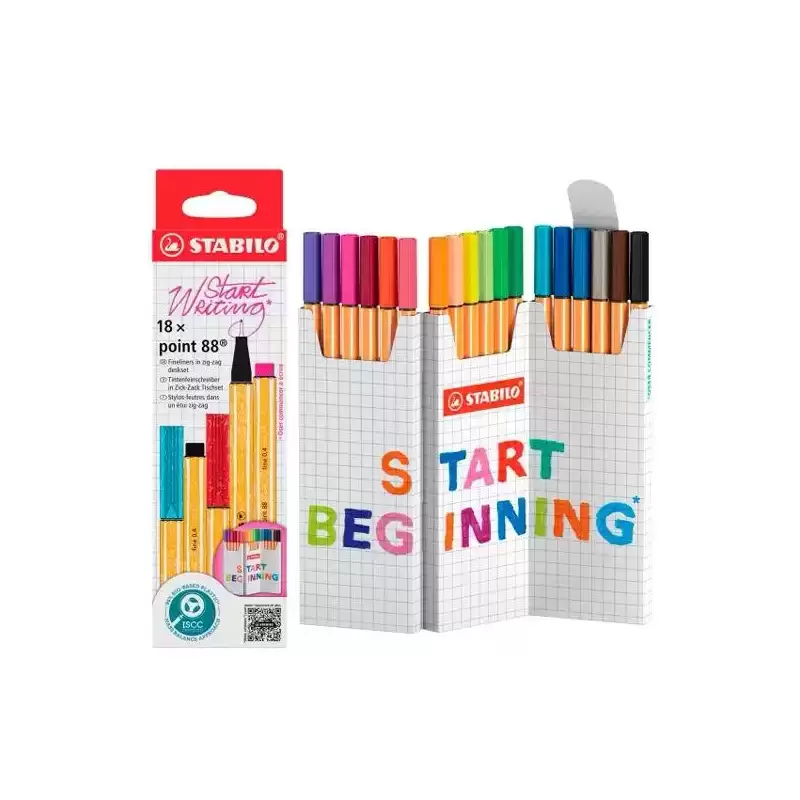 8818/5 STABILO ROTULADOR POINT 88 COLORES SURTIDOS ESTUCHE EN ZIG ZAG 18 UD