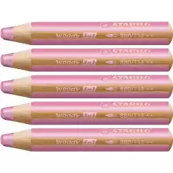 880/334 STABILO LÁPICES DE COLORES WOODY 3 EN 1 ROSA ESTUCHE 5 UD