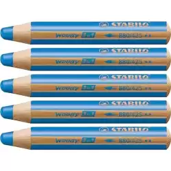 880/425 STABILO LÁPICES DE COLORES WOODY 3 EN 1 AZUL ESTUCHE 5 UD
